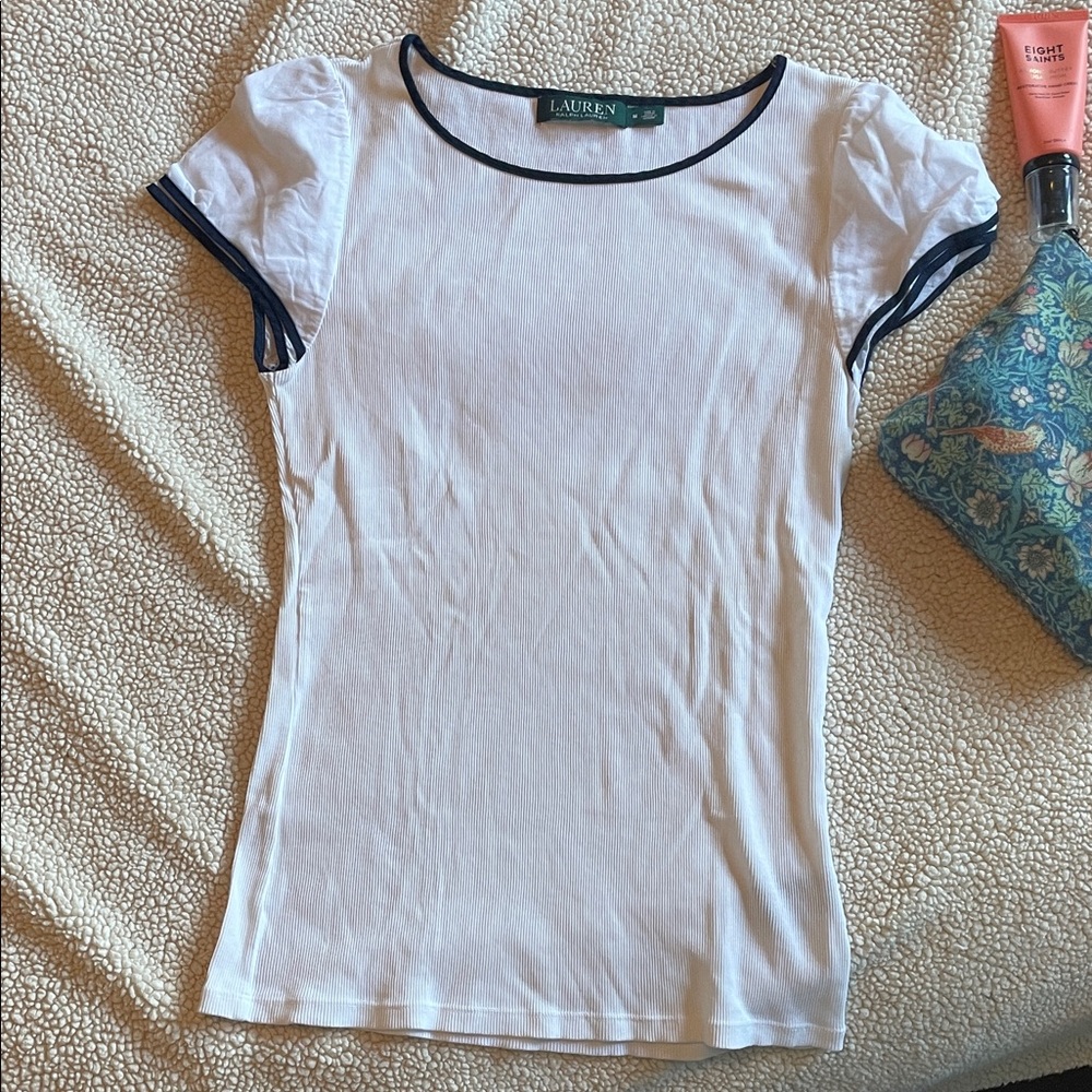 Ralph Lauren White Top with Blue Trim